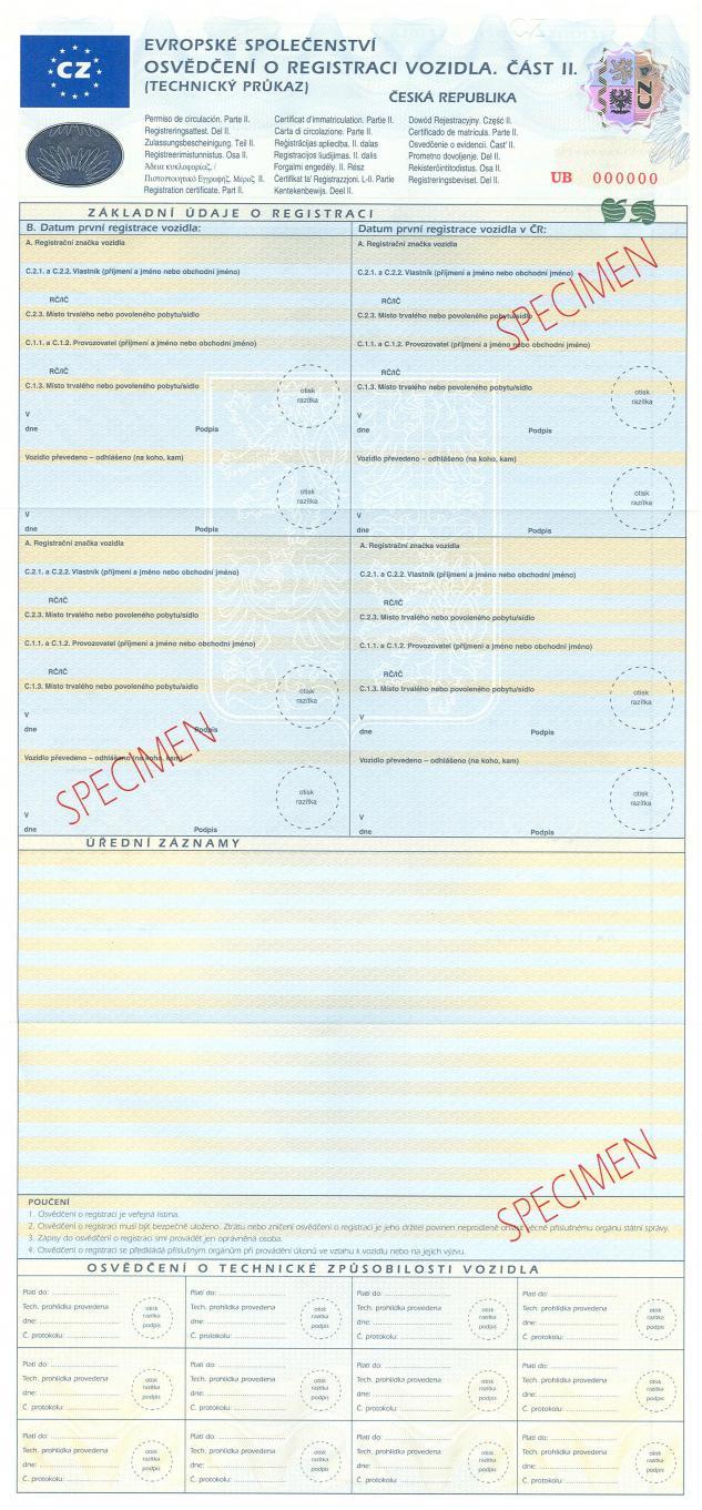 Czechia VRC 2005 part 2 - Security feature 1 - Watermark