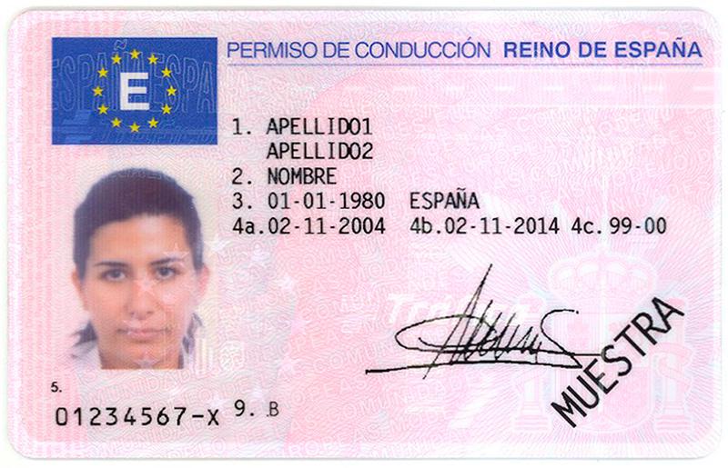 Spain ES2 driving licence - Front