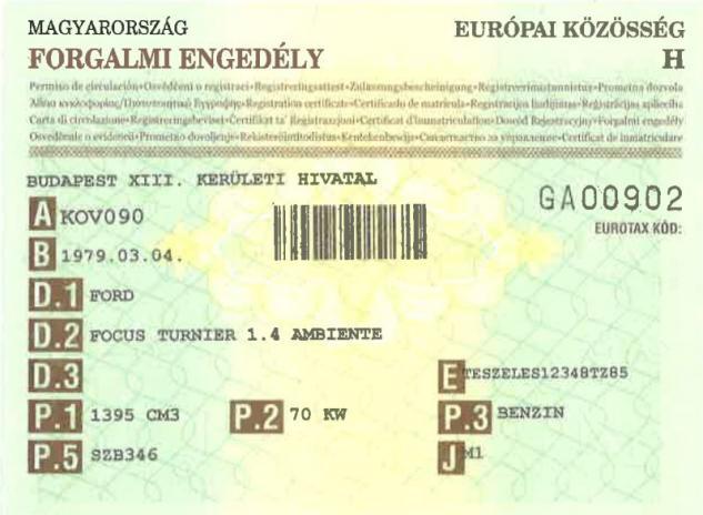 Hungary VRC 2012 part 1 - Security feature 7 - Non-laminated paper