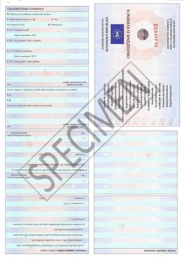 Slovakia VRC 2005 part 1 - Security feature 2 - Fluorescent overprint