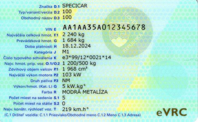 Slovakia VRC 2015 part 1 - Security feature 12 - Ultraviolet (UV) overprint