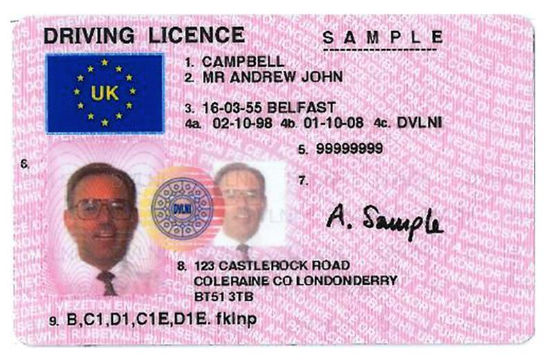 United Kingdom EEA1 (Northern Ireland) driving licence - Front
