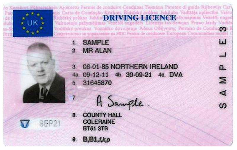 United Kingdom EEA2 (Northern Ireland) driving licence - Front