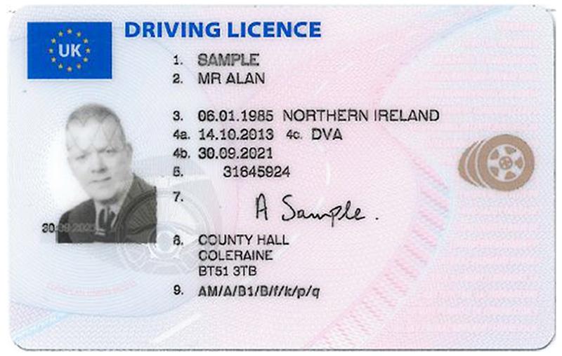 United Kingdom EEA4 (Northern Ireland) driving licence - Front