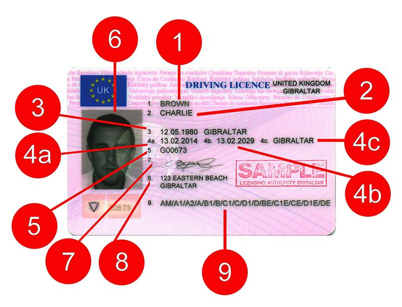 United Kingdom UK13 (Gibraltar) driving licence - Front