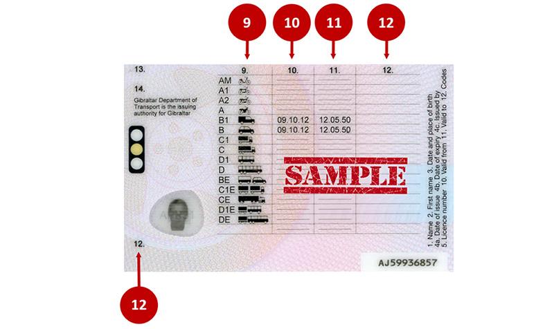 United Kingdom UK14 (Gibraltar) driving licence - Back