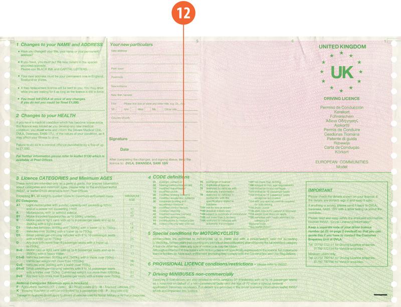 United Kingdom UK4 driving licence - Back