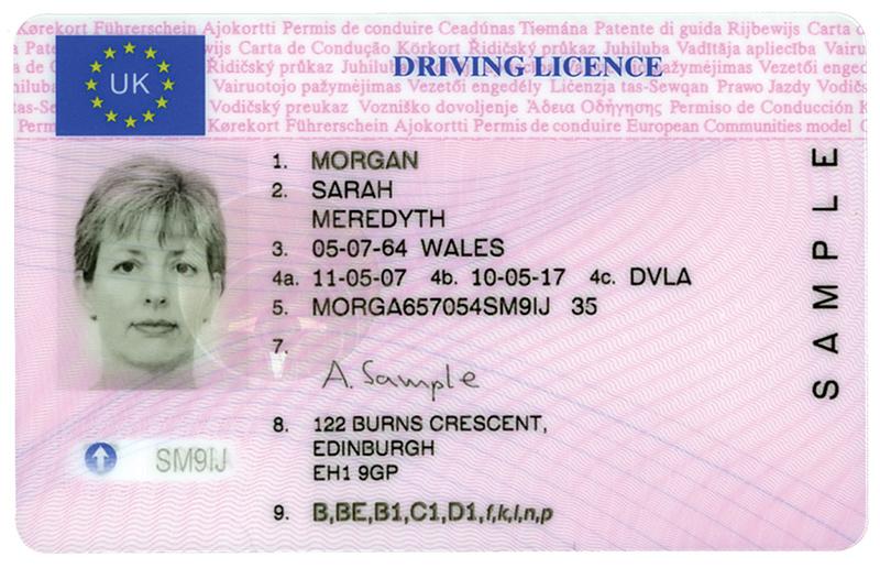 United Kingdom UK6 driving licence - Front