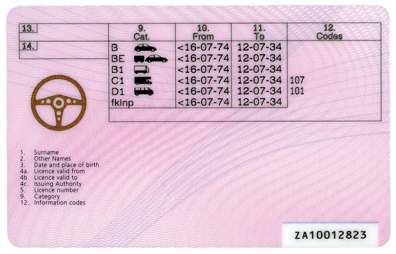 United Kingdom UK6 driving licence - Back