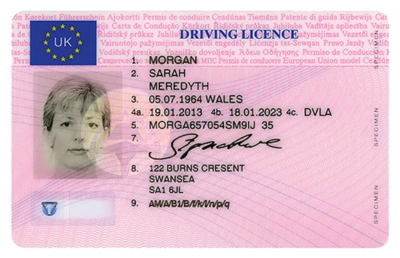 United Kingdom UK7 driving licence - Front