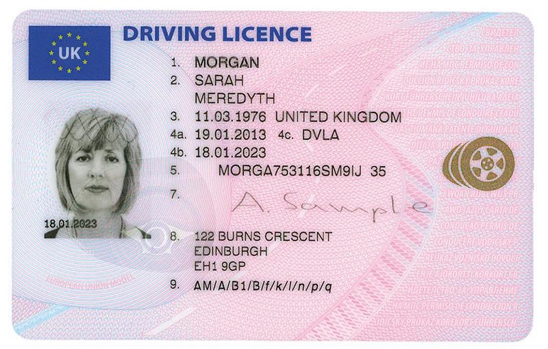 United Kingdom UK8 driving licence - Front