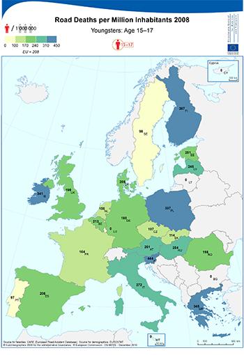 Road Deaths per Million Inhabitants - Youngsters: Age 15-17